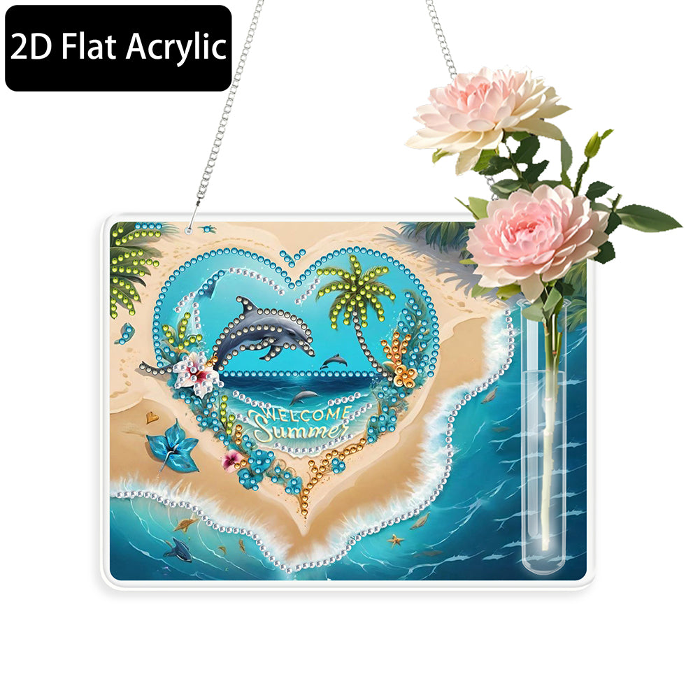 2D Flat Acrylic Wall Decor Vase Diamond Painting Kit Home Wall Decoration Crafts
