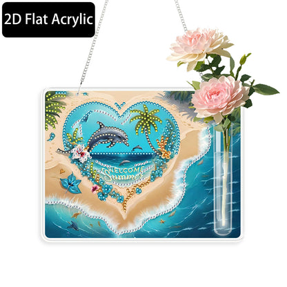 2D Flat Acrylic Wall Decor Vase Diamond Painting Kit Home Wall Decoration Crafts