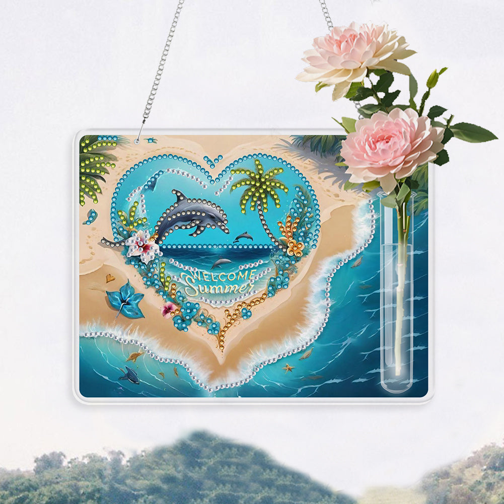 2D Flat Acrylic Wall Decor Vase Diamond Painting Kit Home Wall Decoration Crafts