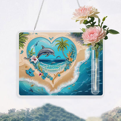 2D Flat Acrylic Wall Decor Vase Diamond Painting Kit Home Wall Decoration Crafts