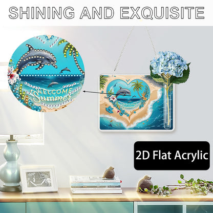 2D Flat Acrylic Wall Decor Vase Diamond Painting Kit Home Wall Decoration Crafts