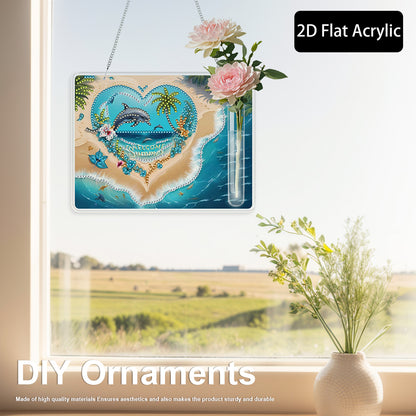 2D Flat Acrylic Wall Decor Vase Diamond Painting Kit Home Wall Decoration Crafts