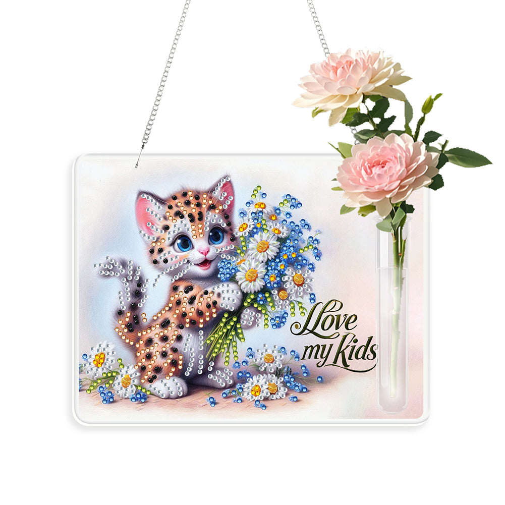 2D Flat Acrylic Wall Decor Vase Diamond Painting Kit Home Wall Decoration Crafts