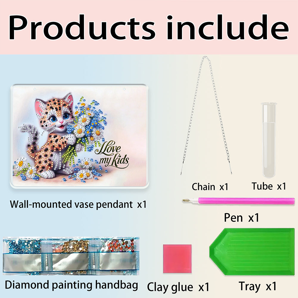 2D Flat Acrylic Wall Decor Vase Diamond Painting Kit Home Wall Decoration Crafts