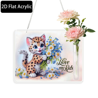 2D Flat Acrylic Wall Decor Vase Diamond Painting Kit Home Wall Decoration Crafts