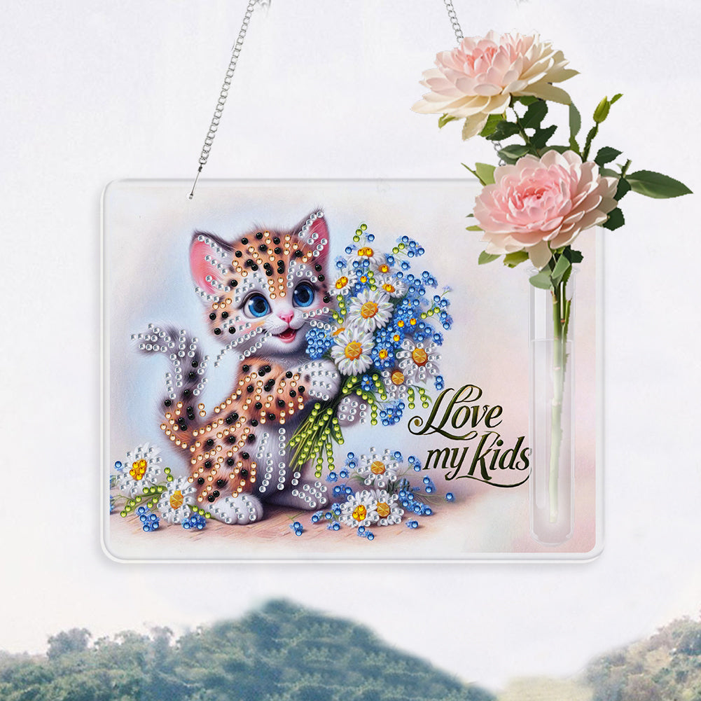 2D Flat Acrylic Wall Decor Vase Diamond Painting Kit Home Wall Decoration Crafts