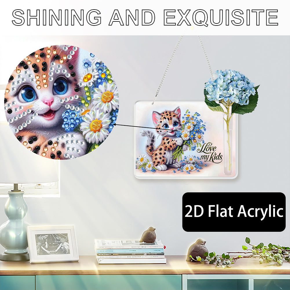 2D Flat Acrylic Wall Decor Vase Diamond Painting Kit Home Wall Decoration Crafts