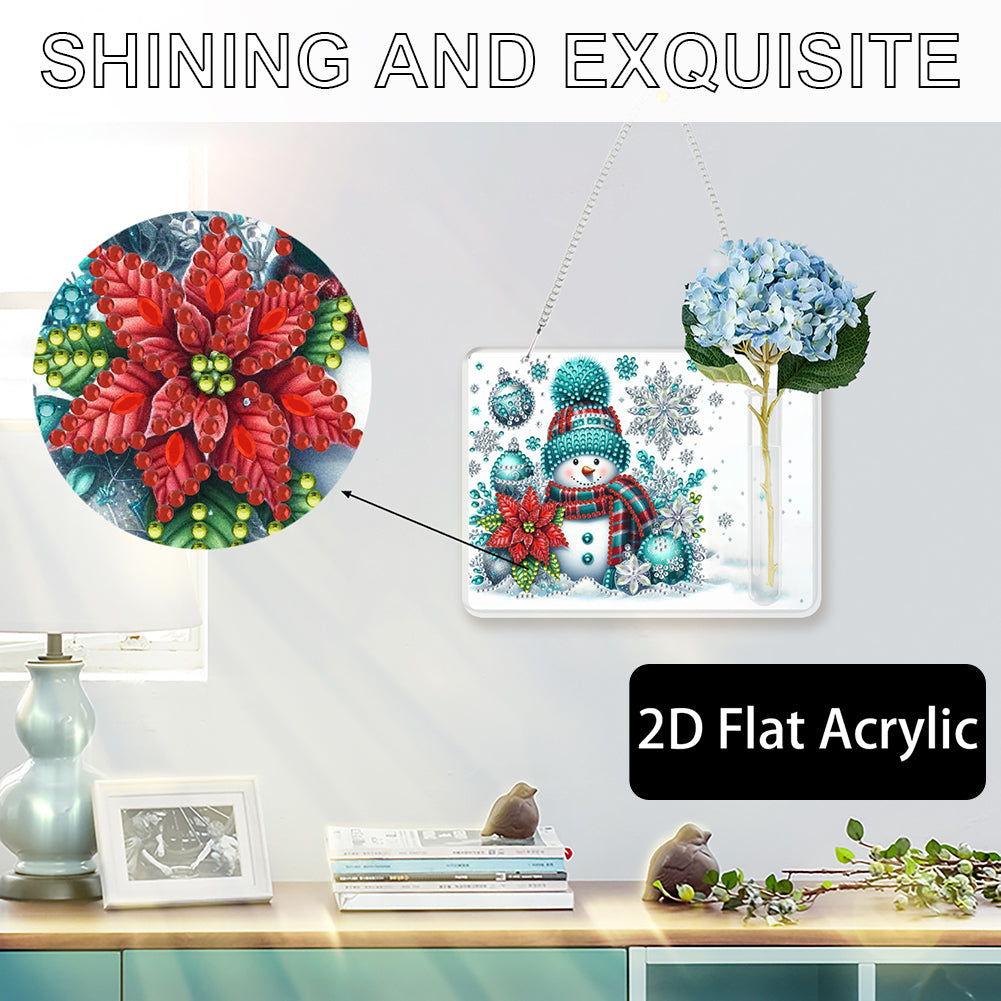 2D Flat Acrylic Wall Decor Vase Diamond Painting Kit Home Wall Decoration Crafts