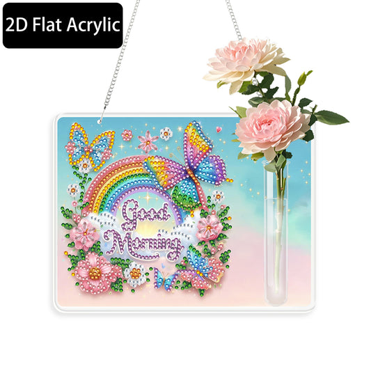 2D Flat Acrylic Wall Decor Vase Diamond Painting Kit Home Wall Decoration Crafts