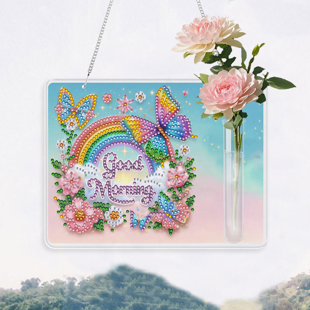 2D Flat Acrylic Wall Decor Vase Diamond Painting Kit Home Wall Decoration Crafts