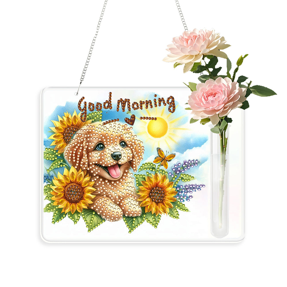 2D Flat Acrylic Wall Decor Vase Diamond Painting Kit Home Wall Decoration Crafts