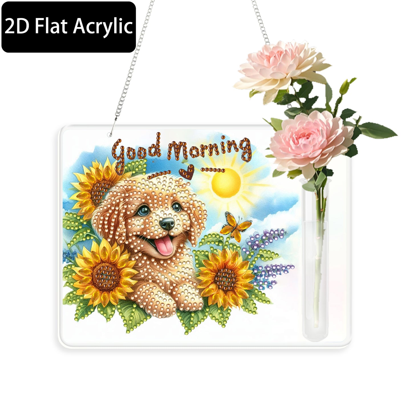 2D Flat Acrylic Wall Decor Vase Diamond Painting Kit Home Wall Decoration Crafts