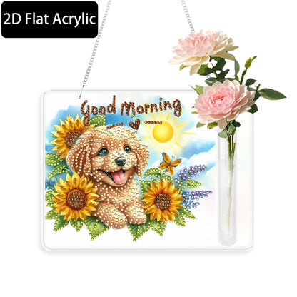 2D Flat Acrylic Wall Decor Vase Diamond Painting Kit Home Wall Decoration Crafts