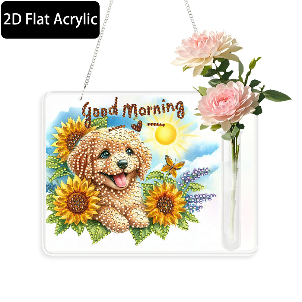 2D Flat Acrylic Wall Decor Vase Diamond Painting Kit Home Wall Decoration Crafts