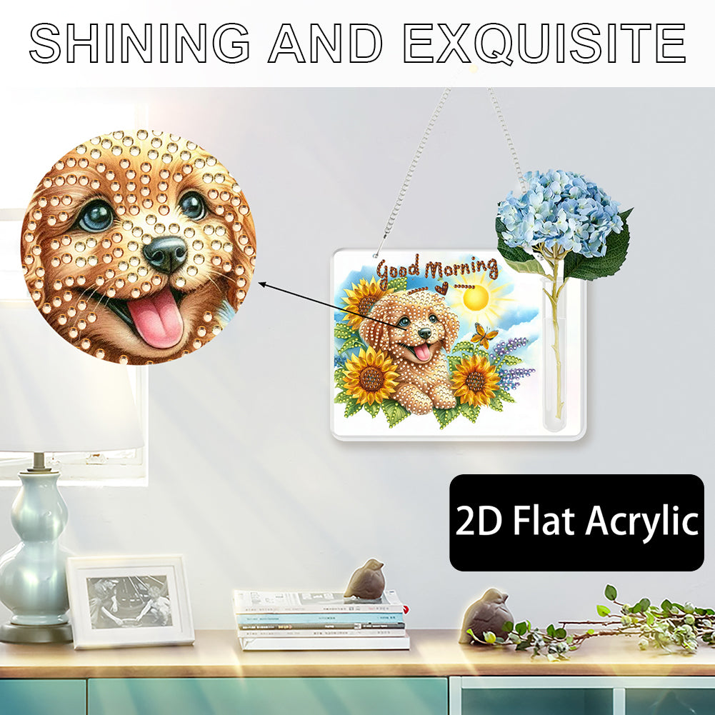 2D Flat Acrylic Wall Decor Vase Diamond Painting Kit Home Wall Decoration Crafts