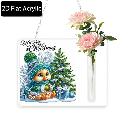 2D Flat Acrylic Wall Decor Vase Diamond Painting Kit Home Wall Decoration Crafts