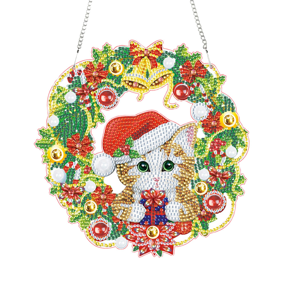 4pcs Xmas Theme 2D Flat DIY Hanging Diamond Art Kits Home Wall Decoration Crafts
