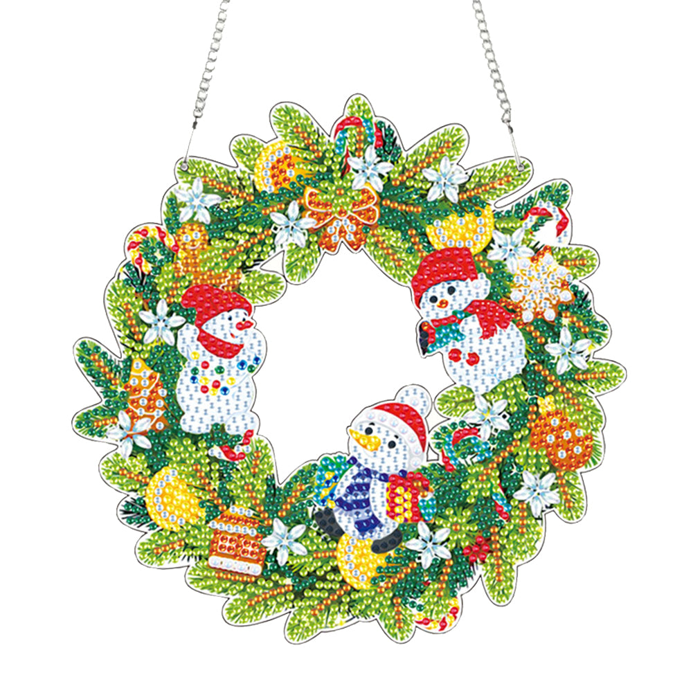 4pcs Xmas Theme 2D Flat DIY Hanging Diamond Art Kits Home Wall Decoration Crafts
