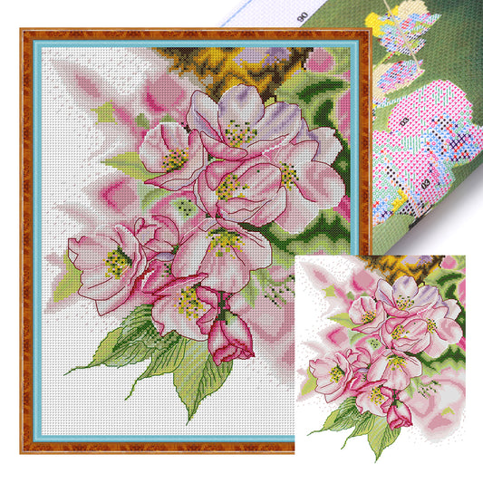Colorful Magnolia - 14CT Stamped Cross Stitch 30*38CM (Joy Sunday)