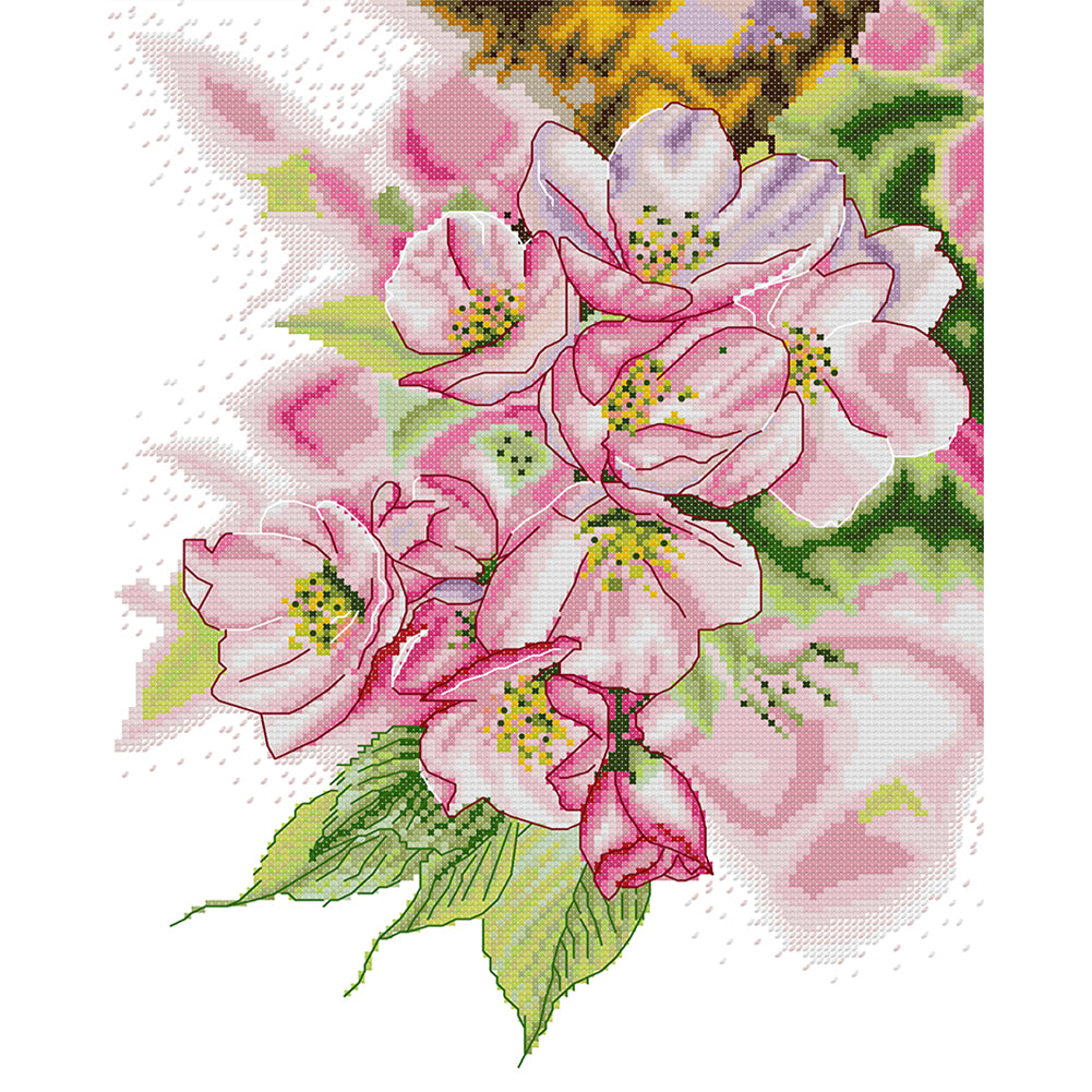 Colorful Magnolia - 14CT Stamped Cross Stitch 30*38CM (Joy Sunday)