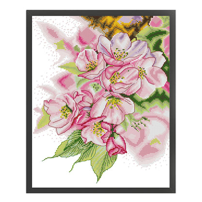 Colorful Magnolia - 14CT Stamped Cross Stitch 30*38CM (Joy Sunday)