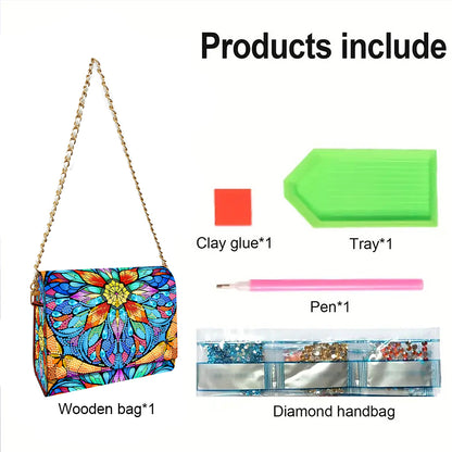 DIY Diamond Art Wooden Coin Pouch 5D Diamond Painting Crystal Rhinestone Purse