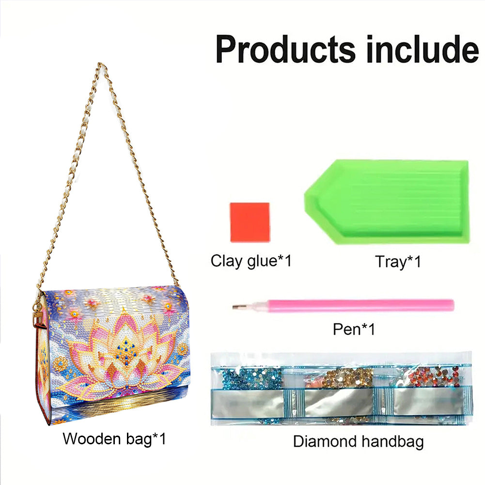 DIY Diamond Art Wooden Coin Pouch 5D Diamond Painting Crystal Rhinestone Purse
