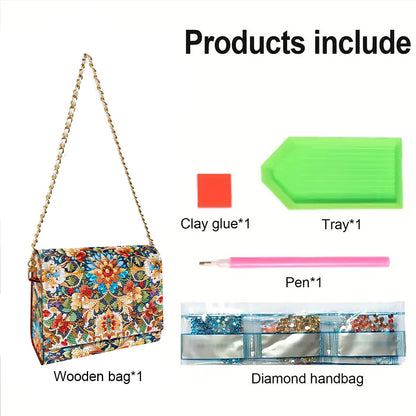 DIY Diamond Art Wooden Coin Pouch 5D Diamond Painting Crystal Rhinestone Purse