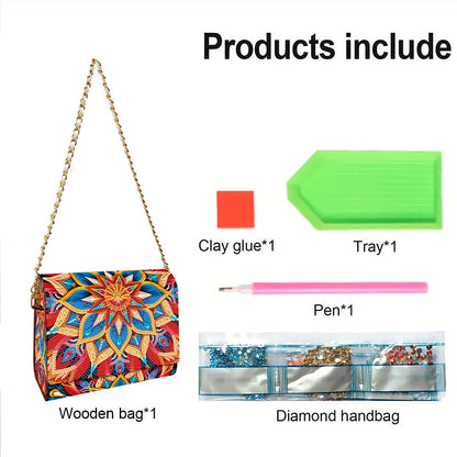 DIY Diamond Art Wooden Coin Pouch 5D Diamond Painting Crystal Rhinestone Purse