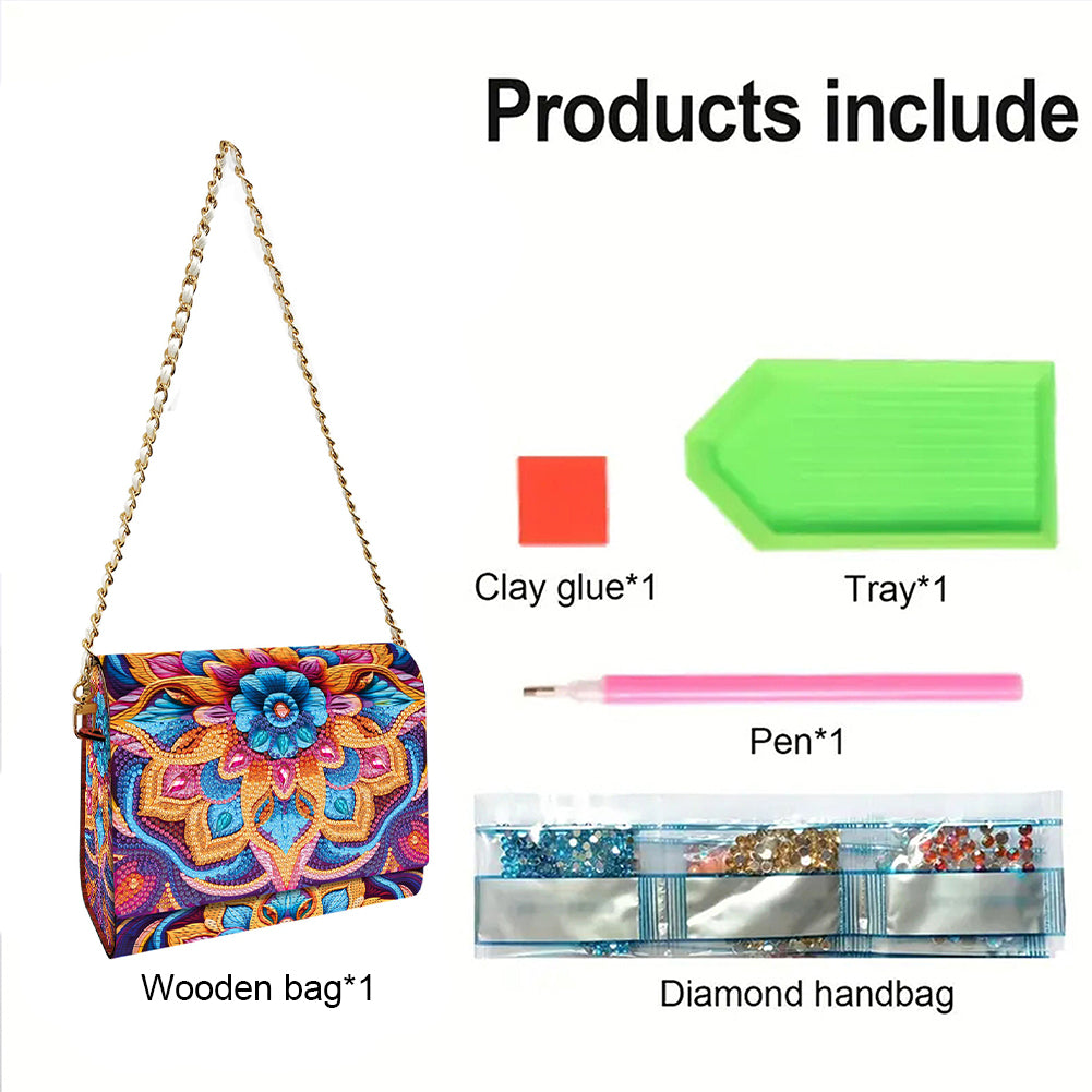 DIY Diamond Art Wooden Coin Pouch 5D Diamond Painting Crystal Rhinestone Purse
