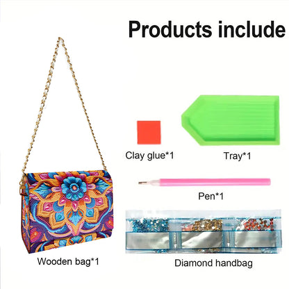 DIY Diamond Art Wooden Coin Pouch 5D Diamond Painting Crystal Rhinestone Purse