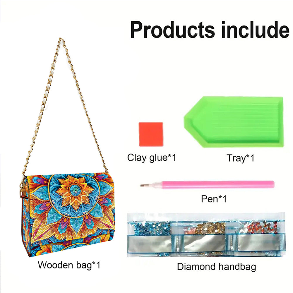DIY Diamond Art Wooden Coin Pouch 5D Diamond Painting Crystal Rhinestone Purse
