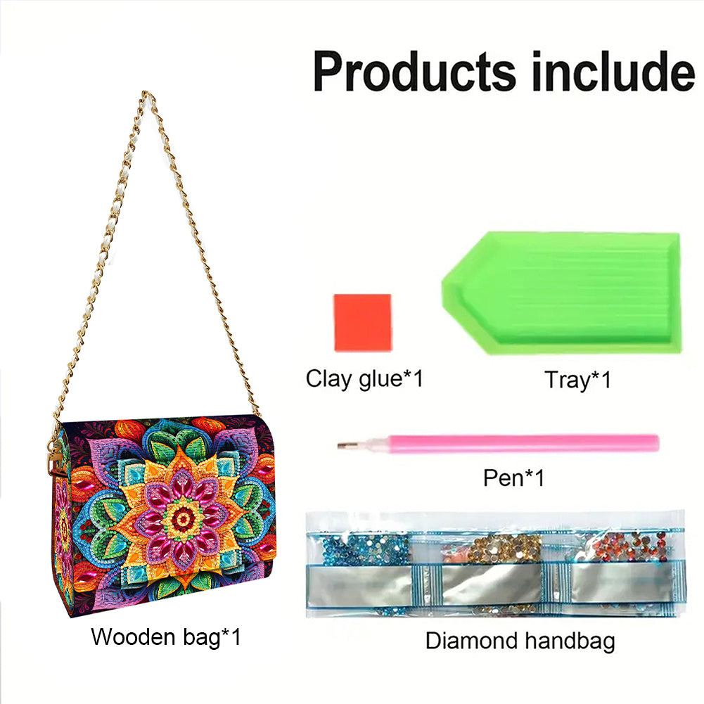 DIY Diamond Art Wooden Coin Pouch 5D Diamond Painting Crystal Rhinestone Purse