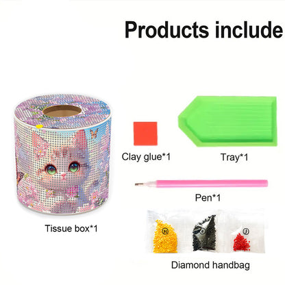 DIY Diamond Painting Handmade Tissue Holder Rhinestones Decorative Tissue Box