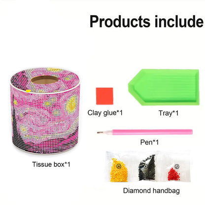 DIY Diamond Painting Handmade Tissue Holder Rhinestones Decorative Tissue Box