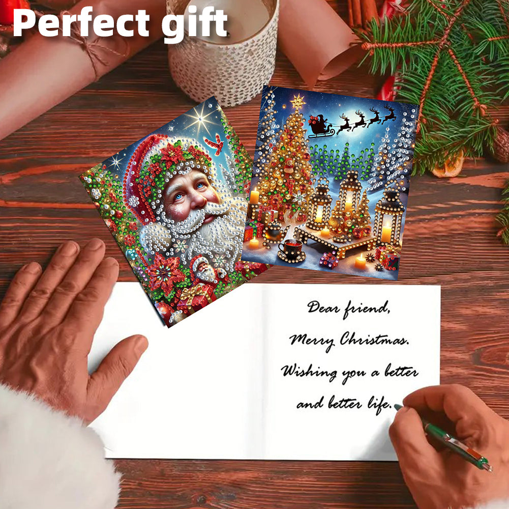 10PCS DIY Diamond Art Greeting Cards Xmas Designs for Festivals and Celebrations
