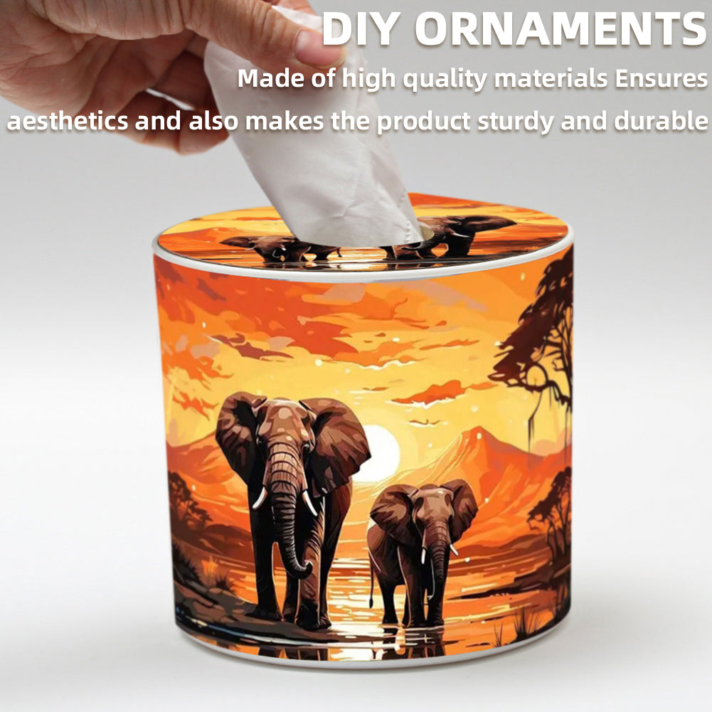 African Elephant DIY Diamond Painting Handmade Tissue Holder Crystal Tissue Box