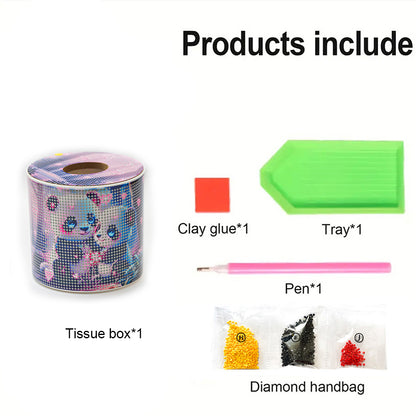 Panda DIY Diamond Painting Handmade Tissue Holder Rhinestones Crystal Tissue Box