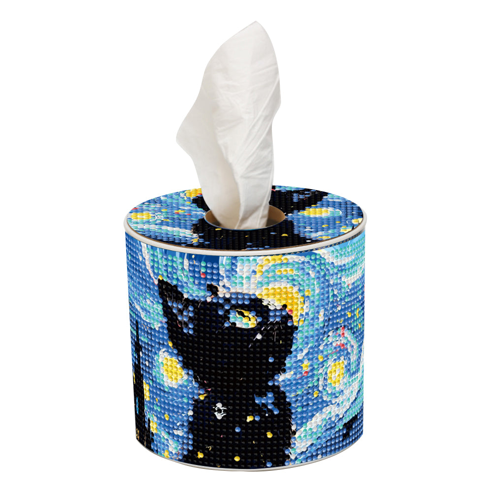 Black Cat DIY Diamond Painting Handmade Tissue Holder Rhinestones Tissue Box