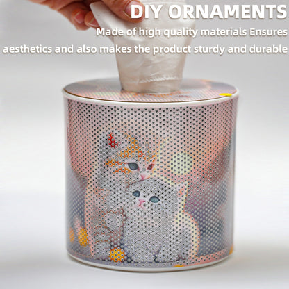 Kitten DIY Diamond Painting Handmade Tissue Holder Rhinestones Decor Tissue Box