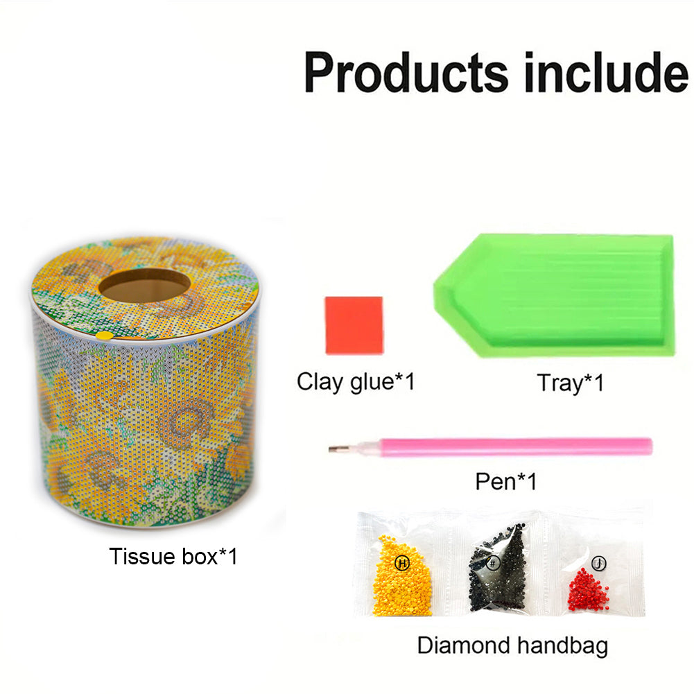 Sunflower DIY Diamond Painting Handmade Tissue Holder Rhinestones Tissue Box
