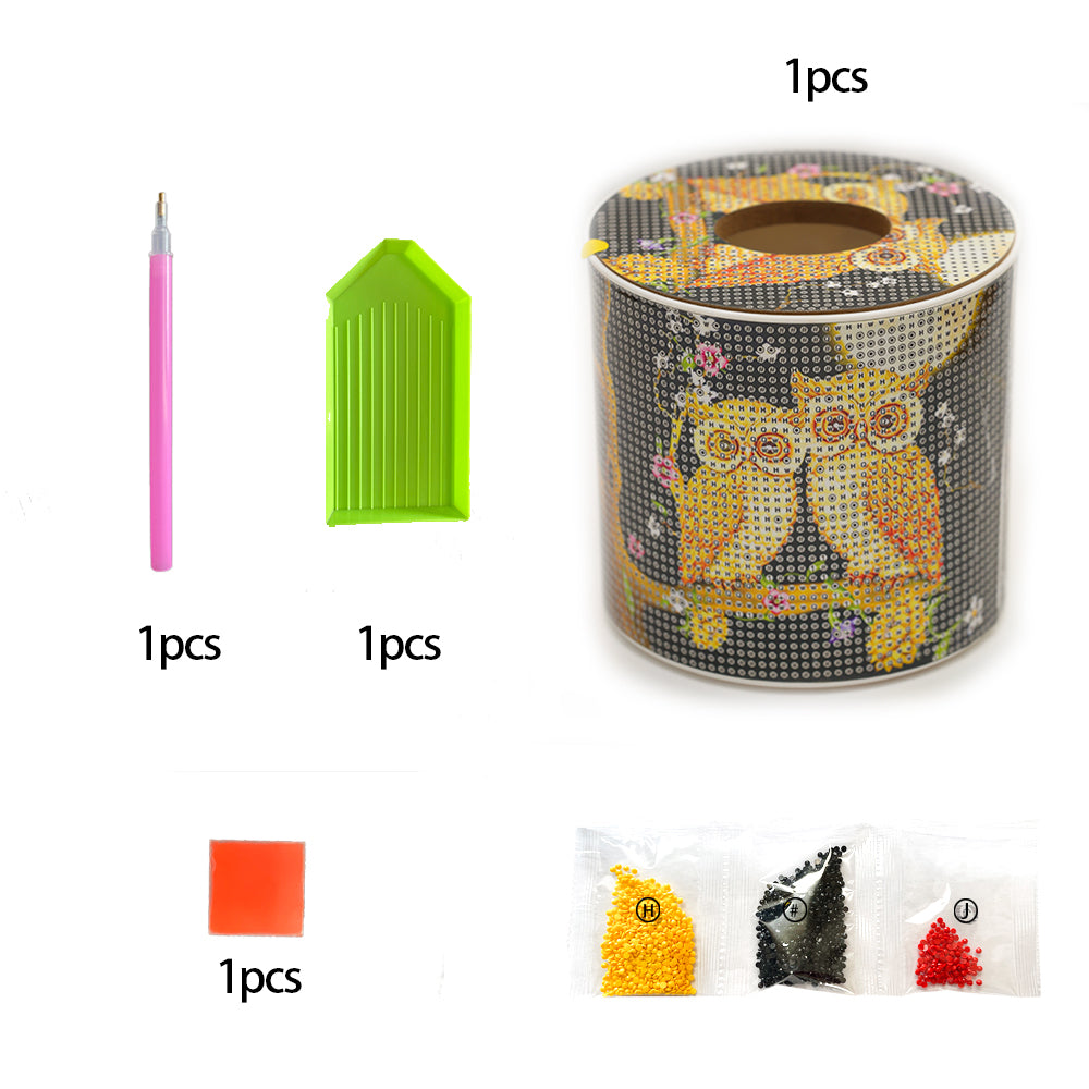 Owl DIY Diamond Painting Handmade Tissue Holder Rhinestones Crystal Tissue Box