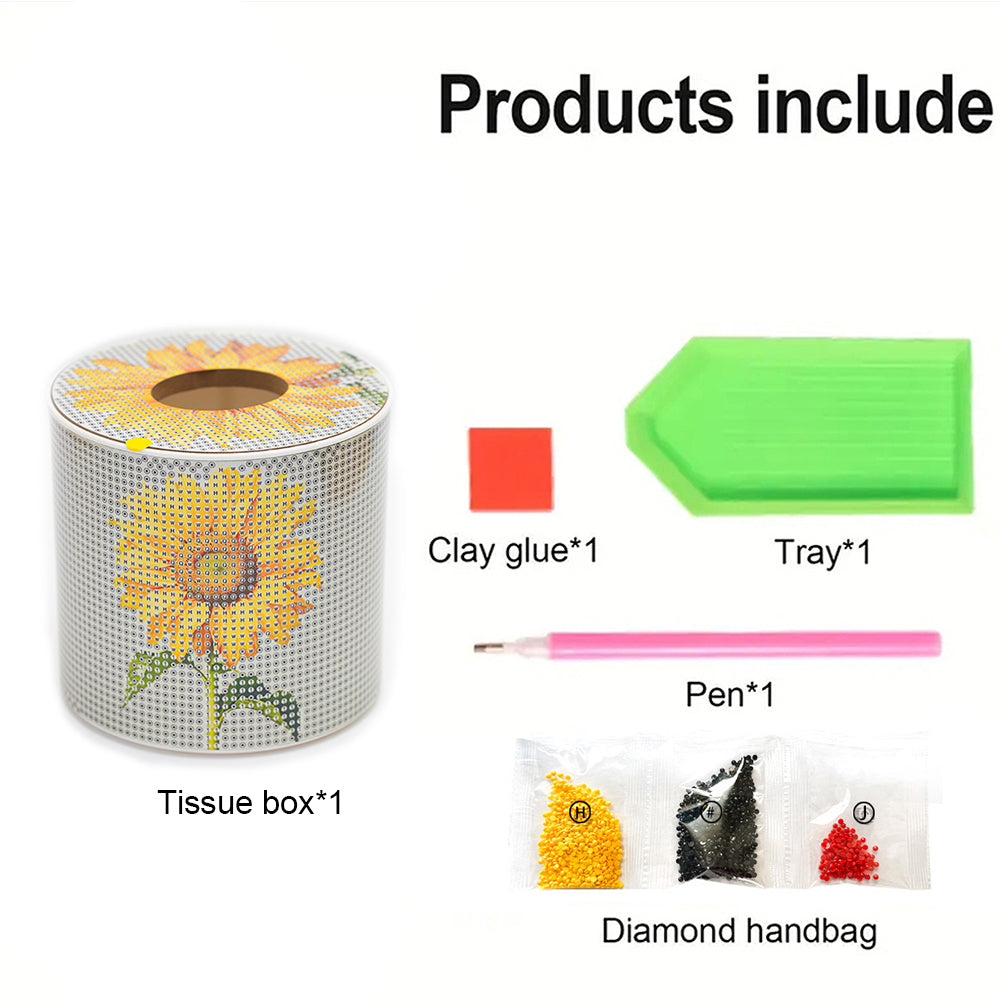 Sunflower DIY Diamond Painting Handmade Tissue Holder Rhinestones Tissue Box