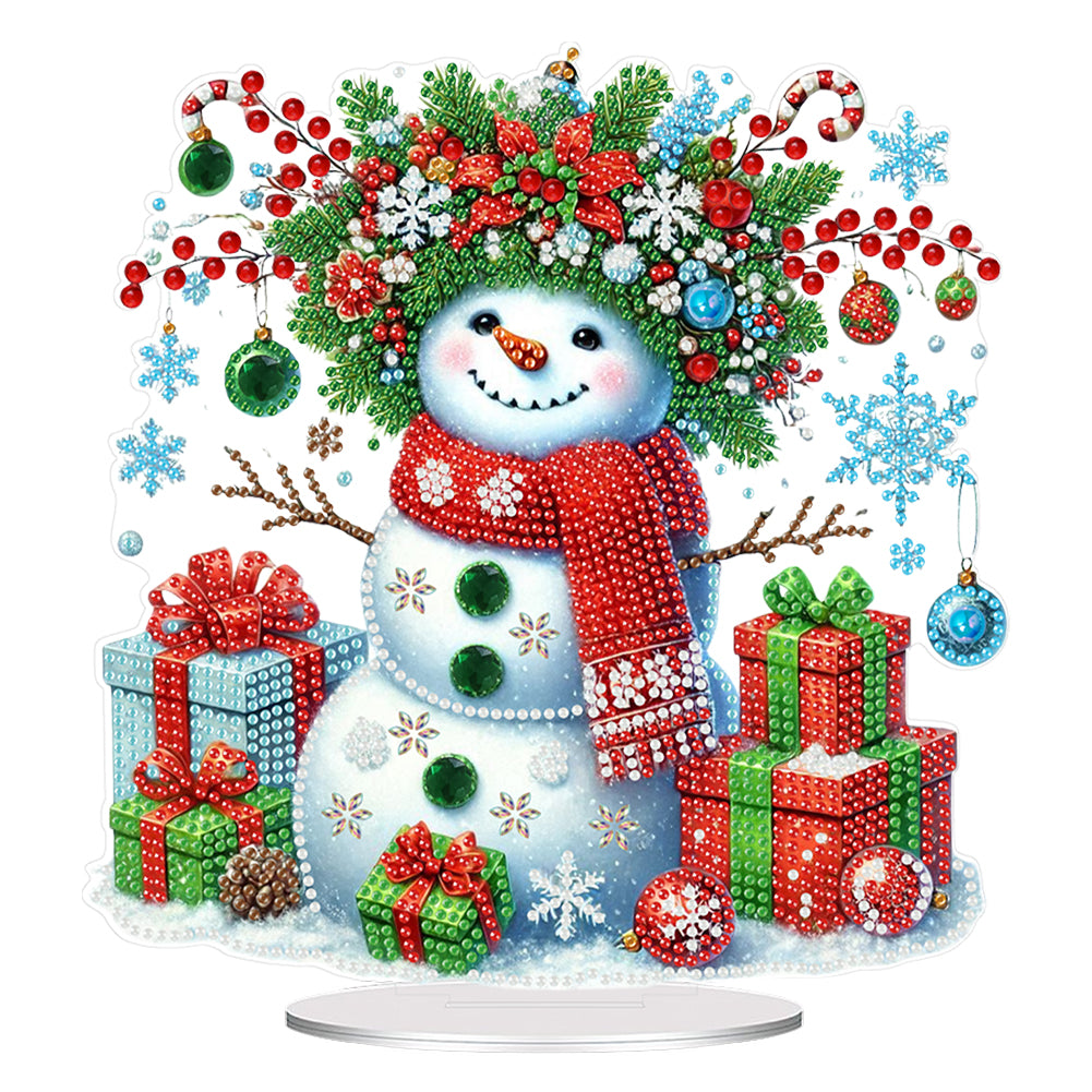 2D Flat Print Xmas DIY Acrylic Desktop Diamond Art Kits Bedroom Table Decoration