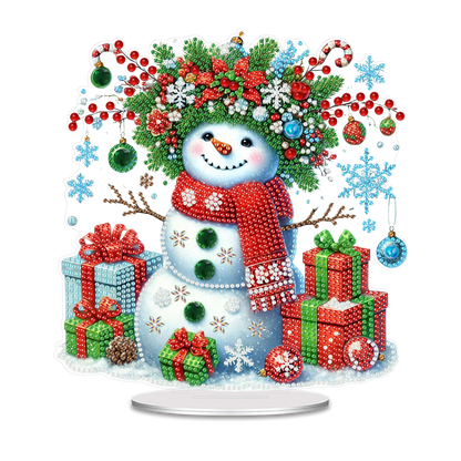 2D Flat Print Xmas DIY Acrylic Desktop Diamond Art Kits Bedroom Table Decoration