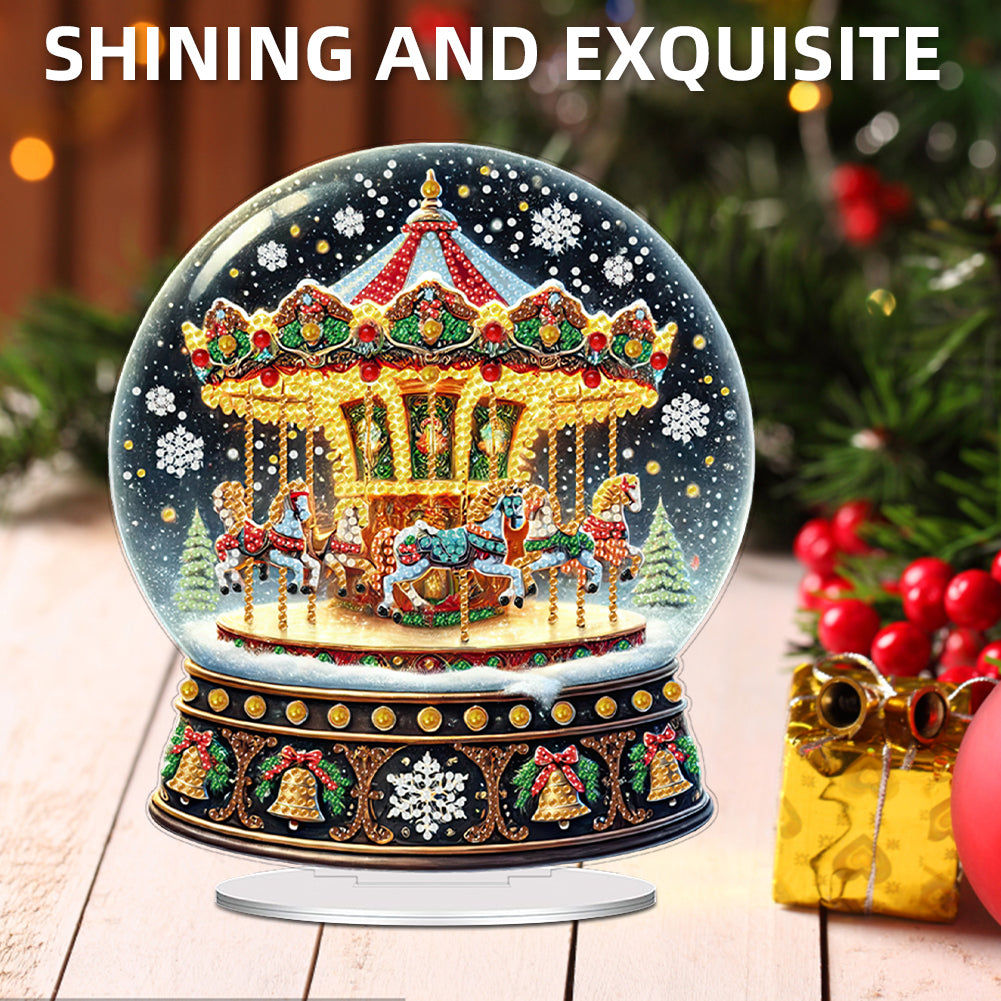 2D Flat Print Xmas DIY Acrylic Desktop Diamond Art Kits Bedroom Table Decoration