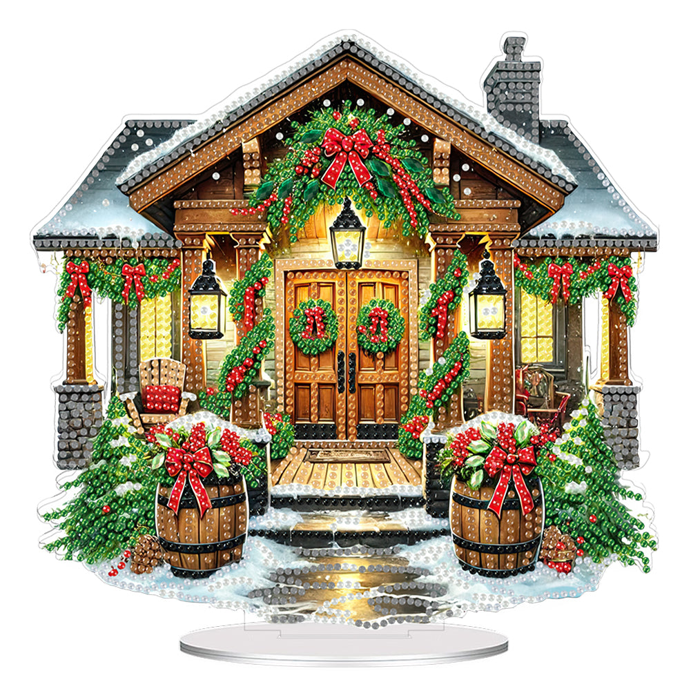 2D Flat Print Xmas DIY Acrylic Desktop Diamond Art Kits Bedroom Table Decoration