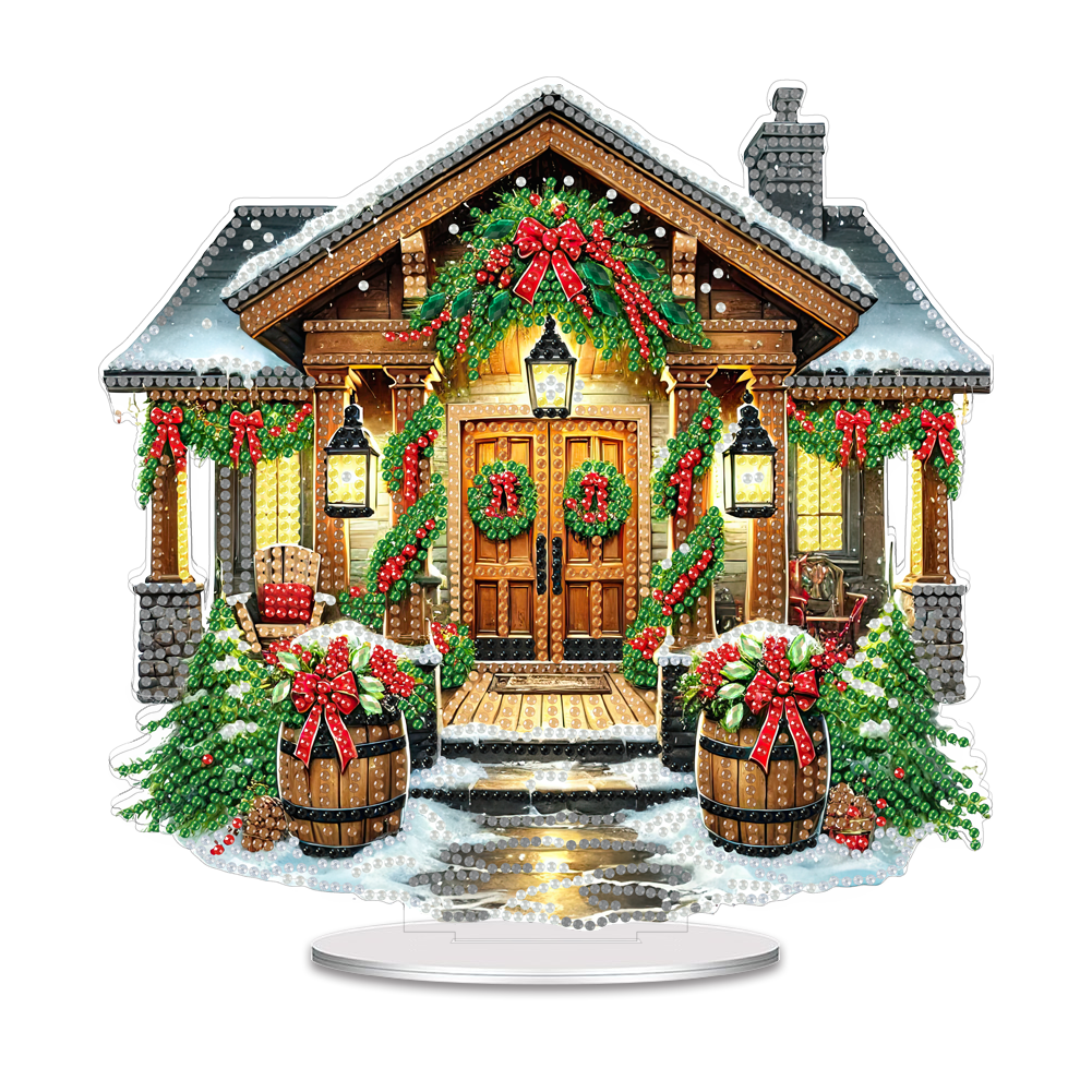 2D Flat Print Xmas DIY Acrylic Desktop Diamond Art Kits Bedroom Table Decoration