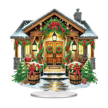2D Flat Print Xmas DIY Acrylic Desktop Diamond Art Kits Bedroom Table Decoration