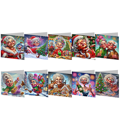 10PCS DIY Diamond Art Greeting Cards Xmas Designs for Festivals and Celebrations